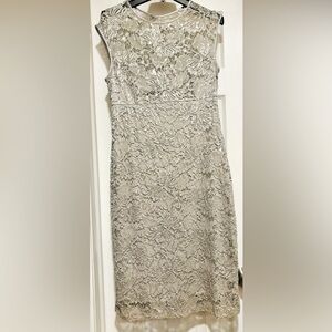 Silver sequins lace midi dress size 12